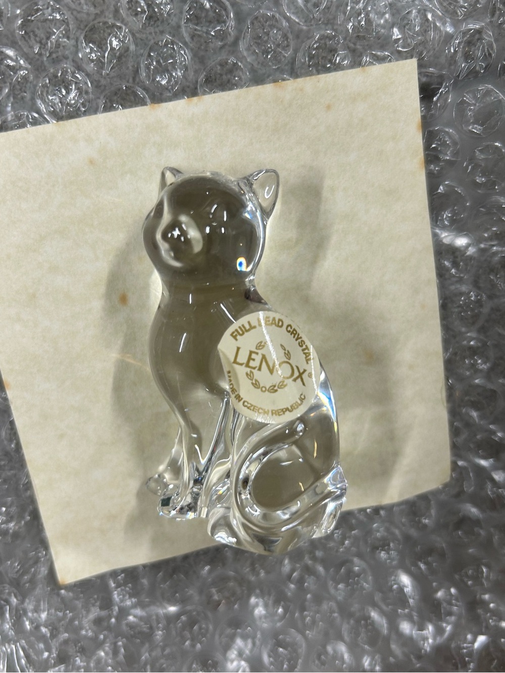 NWT Lead crystal by Lenox glass cat.  Rare and highly collectible.